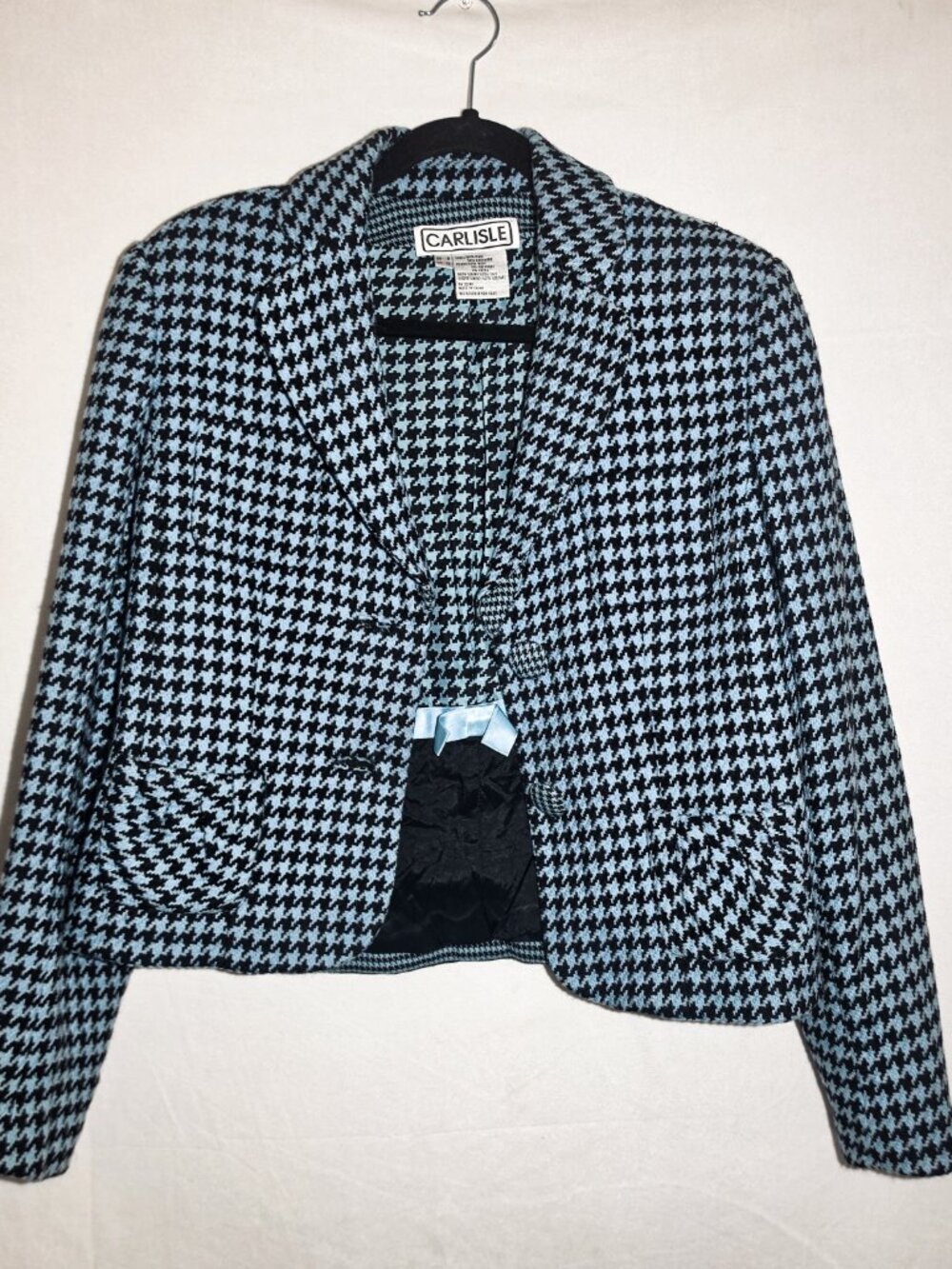 Carlisle Vintage Blue Blazer Plaid US 8 Wool Cashmere luxury
